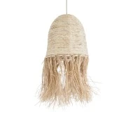 Boho Κρεμαστό Φωτιστικό AREMBEPE Μονόφωτο 1 x E27 AC220-240V IP20 - Φ34 x Υ70cm - Μπεζ Φυσική Ράφια Νήμα Πλέγμα Καμπάνα