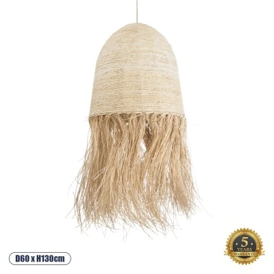 Boho Κρεμαστό Φωτιστικό AREMBEPE Μονόφωτο 1 x E27 AC220-240V IP20 - Φ60 x Υ130cm - Μπεζ Φυσική Ράφια Νήμα Πλέγμα Καμπάνα GloboStar® AREMBEPE 02179 Boho Κρεμαστό Φωτιστικό Οροφής Μονόφωτο 1 x E27 AC220-240V IP20 - Φ60 x Υ130cm - Μπεζ Φυσική Ράφια Νήμα Πλέγμα Καμπάνα - 5 Χρόνια Εγγύηση