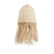 Boho Κρεμαστό Φωτιστικό AREMBEPE  Μονόφωτο 1 x E27 AC220-240V IP20 - Φ60 x Υ130cm - Μπεζ Φυσική Ράφια Νήμα Πλέγμα Καμπάνα