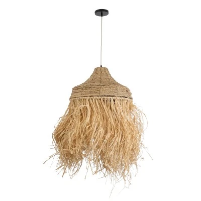 Boho Κρεμαστό Φωτιστικό PORTOFERRAIO Μονόφωτο 1 x E27 AC220-240V IP20 - Φ50 x Υ80cm - Μπεζ με Καφέ Φυσική Ράφια Νήμα Πλέγμα Καμπάνα GloboStar® PORTOFERRAIO 02185 Boho Κρεμαστό Φωτιστικό Πλέγμα Μονόφωτο 1 x E27 IP20 Μπεζ Ράφια - Μ50 x Π50 x Υ80cm