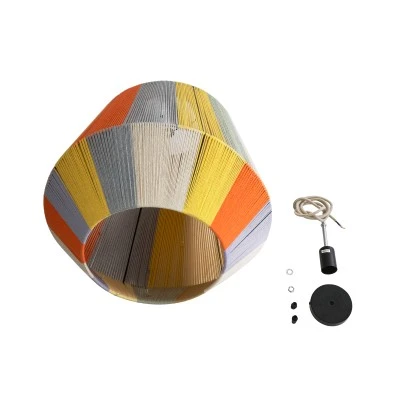 Boho Κρεμαστό Φωτιστικό SALERNO Μονόφωτο 1 x E27 AC220-240V IP20 - Φ50 x Υ50cm - Μπεζ με Λευκό και Γρι με Πορτοκαλί Λεπτό Νήμα Βαμβακερό Πλέγμα Καμπάνα GloboStar® SALERNO 02188 Boho Κρεμαστό Φωτιστικό Πλέγμα Μονόφωτο 1 x E27 IP20 Πολύχρωμο Σχοινί - Μ50 x Π50 x Υ50cm