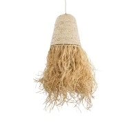 Boho Κρεμαστό Φωτιστικό LETA Μονόφωτο 1 x E27 AC220-240V IP20 - Φ34 x Υ70cm - Μπεζ Φυσική Ράφια Νήμα Πλέγμα Καμπάνα