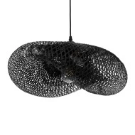 BOHO Κρεμαστό Φωτιστικό MEXICO Μονόφωτο 1 x E27 AC220-240V IP20 - Μ65 x Π45 x Υ18cm - Μαύρο Ξύλινο Μπαμπού Πλέγμα