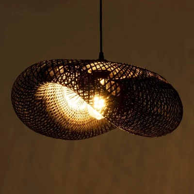 BOHO Κρεμαστό Φωτιστικό MEXICO Μονόφωτο 1 x E27 AC220-240V IP20 - Μ65 x Π45 x Υ18cm - Μαύρο Ξύλινο Μπαμπού Πλέγμα GloboStar® MEXICO 02201 Boho Κρεμαστό Φωτιστικό Πλέγμα Μονόφωτο 1 x E27 IP20 Μαύρο Ξύλο - Μ65 x Π45 x Υ18cm
