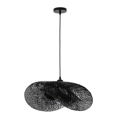 BOHO Κρεμαστό Φωτιστικό MEXICO Μονόφωτο 1 x E27 AC220-240V IP20 - Μ65 x Π45 x Υ18cm - Μαύρο Ξύλινο Μπαμπού Πλέγμα GloboStar® MEXICO 02201 Boho Κρεμαστό Φωτιστικό Πλέγμα Μονόφωτο 1 x E27 IP20 Μαύρο Ξύλο - Μ65 x Π45 x Υ18cm