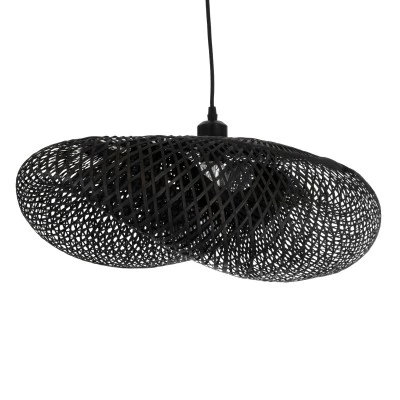 BOHO Κρεμαστό Φωτιστικό MEXICO Μονόφωτο 1 x E27 AC220-240V IP20 - Μ65 x Π45 x Υ18cm - Μαύρο Ξύλινο Μπαμπού Πλέγμα GloboStar® MEXICO 02201 Boho Κρεμαστό Φωτιστικό Πλέγμα Μονόφωτο 1 x E27 IP20 Μαύρο Ξύλο - Μ65 x Π45 x Υ18cm