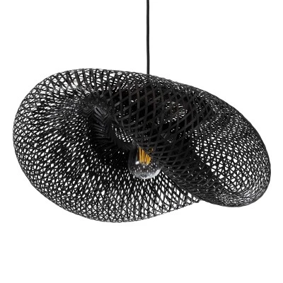 BOHO Κρεμαστό Φωτιστικό MEXICO Μονόφωτο 1 x E27 AC220-240V IP20 - Μ65 x Π45 x Υ18cm - Μαύρο Ξύλινο Μπαμπού Πλέγμα GloboStar® MEXICO 02201 Boho Κρεμαστό Φωτιστικό Πλέγμα Μονόφωτο 1 x E27 IP20 Μαύρο Ξύλο - Μ65 x Π45 x Υ18cm