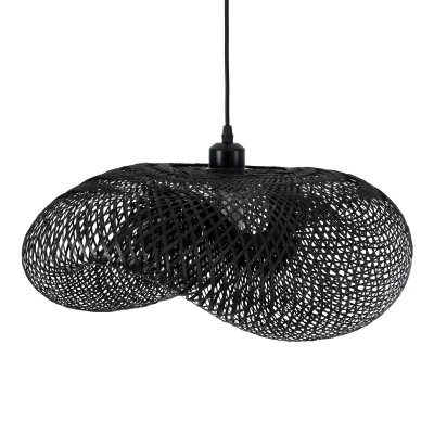 BOHO Κρεμαστό Φωτιστικό MEXICO Μονόφωτο 1 x E27 AC220-240V IP20 - Μ65 x Π45 x Υ18cm - Μαύρο Ξύλινο Μπαμπού Πλέγμα GloboStar® MEXICO 02201 Boho Κρεμαστό Φωτιστικό Πλέγμα Μονόφωτο 1 x E27 IP20 Μαύρο Ξύλο - Μ65 x Π45 x Υ18cm