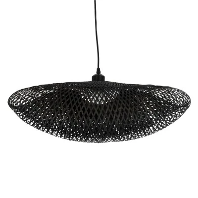 BOHO Κρεμαστό Φωτιστικό MEXICO Μονόφωτο 1 x E27 AC220-240V IP20 - Μ65 x Π45 x Υ18cm - Μαύρο Ξύλινο Μπαμπού Πλέγμα GloboStar® MEXICO 02201 Boho Κρεμαστό Φωτιστικό Πλέγμα Μονόφωτο 1 x E27 IP20 Μαύρο Ξύλο - Μ65 x Π45 x Υ18cm