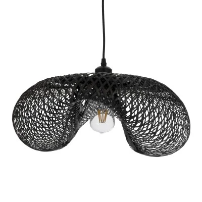 BOHO Κρεμαστό Φωτιστικό MEXICO Μονόφωτο 1 x E27 AC220-240V IP20 - Μ65 x Π45 x Υ18cm - Μαύρο Ξύλινο Μπαμπού Πλέγμα GloboStar® MEXICO 02201 Boho Κρεμαστό Φωτιστικό Πλέγμα Μονόφωτο 1 x E27 IP20 Μαύρο Ξύλο - Μ65 x Π45 x Υ18cm