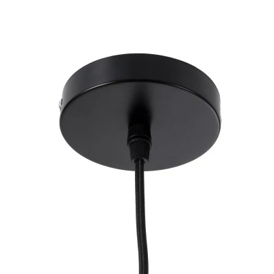 GloboStar® MEXICO 02202 Boho Κρεμαστό Φωτιστικό Πλέγμα Μονόφωτο 1 x E27 IP20 Μαύρο Ξύλο - Μ85 x Π50 x Υ30cm