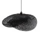 GloboStar® MEXICO 02202 Boho Κρεμαστό Φωτιστικό Πλέγμα Μονόφωτο 1 x E27 IP20 Μαύρο Ξύλο - Μ85 x Π50 x Υ30cm