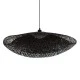 GloboStar® MEXICO 02202 Boho Κρεμαστό Φωτιστικό Πλέγμα Μονόφωτο 1 x E27 IP20 Μαύρο Ξύλο - Μ85 x Π50 x Υ30cm