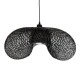 GloboStar® MEXICO 02202 Boho Κρεμαστό Φωτιστικό Πλέγμα Μονόφωτο 1 x E27 IP20 Μαύρο Ξύλο - Μ85 x Π50 x Υ30cm