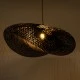 GloboStar® MEXICO 02203 Boho Κρεμαστό Φωτιστικό Πλέγμα Μονόφωτο 1 x E27 IP20 Μαύρο Ξύλο - Μ100 x Π62 x Υ33cm