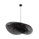 GloboStar® MEXICO 02203 Boho Κρεμαστό Φωτιστικό Πλέγμα Μονόφωτο 1 x E27 IP20 Μαύρο Ξύλο - Μ100 x Π62 x Υ33cm