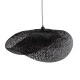 GloboStar® MEXICO 02203 Boho Κρεμαστό Φωτιστικό Πλέγμα Μονόφωτο 1 x E27 IP20 Μαύρο Ξύλο - Μ100 x Π62 x Υ33cm