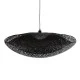 GloboStar® MEXICO 02203 Boho Κρεμαστό Φωτιστικό Πλέγμα Μονόφωτο 1 x E27 IP20 Μαύρο Ξύλο - Μ100 x Π62 x Υ33cm