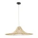 GloboStar® PALERMO 02208 Boho Κρεμαστό Φωτιστικό Πλέγμα Μονόφωτο 1 x E27 IP20 Μπεζ Ξύλο - Μ60 x Π60 x Υ20cm