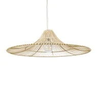 Boho Κρεμαστό Φωτιστικό PALERMO Μονόφωτο 1 x E27 AC220-240V IP20 - Φ100 x Υ30cm - Μπεζ Ξύλινο Μπαμπού Πλέγμα