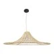 GloboStar® PALERMO 02209 Boho Κρεμαστό Φωτιστικό Πλέγμα Μονόφωτο 1 x E27 IP20 Μπεζ Ξύλο - Μ100 x Π100 x Υ30cm