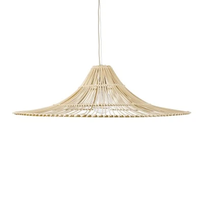 GloboStar® PALERMO 02209 Boho Κρεμαστό Φωτιστικό Πλέγμα Μονόφωτο 1 x E27 IP20 Μπεζ Ξύλο - Μ100 x Π100 x Υ30cm