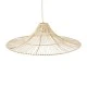 GloboStar® PALERMO 02209 Boho Κρεμαστό Φωτιστικό Πλέγμα Μονόφωτο 1 x E27 IP20 Μπεζ Ξύλο - Μ100 x Π100 x Υ30cm