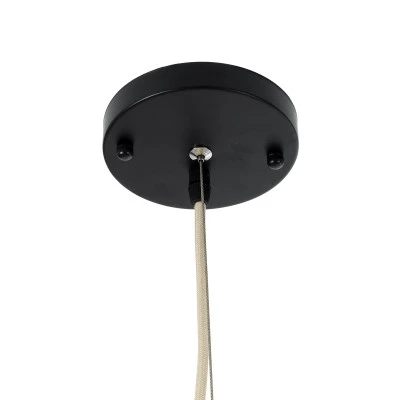 GloboStar® PALERMO 02209 Boho Κρεμαστό Φωτιστικό Πλέγμα Μονόφωτο 1 x E27 IP20 Μπεζ Ξύλο - Μ100 x Π100 x Υ30cm