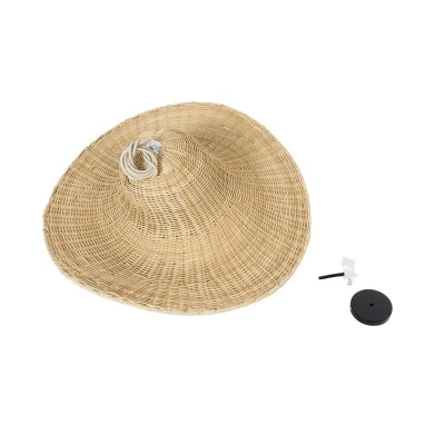 Boho Κρεμαστό Φωτιστικό ESPARGOS Μονόφωτο 1 x E27 AC220-240V IP20 - Φ70 x Υ35cm - Μπεζ Ξύλινο Μπαμπού Πλέγμα GloboStar® ESPARGOS 02214 Boho Κρεμαστό Φωτιστικό Πλέγμα Μονόφωτο 1 x E27 IP20 Μπεζ Ξύλο - Μ70 x Π70 x Υ35cm