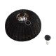 GloboStar® CORSICA 02216 Boho Κρεμαστό Φωτιστικό Καμπάνα Μονόφωτο 1 x E27 IP20 Μαύρο & Μπεζ Ξύλο - Μ70 x Π70 x Υ35cm