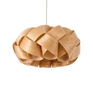 Boho Κρεμαστό Φωτιστικό SARDIGNA Μονόφωτο 1 x E27 AC220-240V IP20 - Φ40 x Υ20cm - Καφέ Λεπτό Φύλλο Ξύλου Πλέγμα