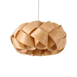 Boho Κρεμαστό Φωτιστικό SARDIGNA Μονόφωτο 1 x E27 AC220-240V IP20 - Φ40 x Υ20cm - Καφέ Λεπτό Φύλλο Ξύλου Πλέγμα