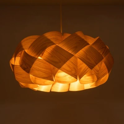 GloboStar® SARDIGNA 02218 Boho Κρεμαστό Φωτιστικό Πλέγμα Μονόφωτο 1 x E27 IP20 Καφέ Ξύλο - Μ60 x Π60 x Υ30cm