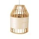 GloboStar® GALIA 02219 Boho Κρεμαστό Φωτιστικό Πλέγμα Μονόφωτο 1 x E27 IP20 Μπεζ & Καφέ Ξύλο - Μ30 x Π30 x Υ40cm