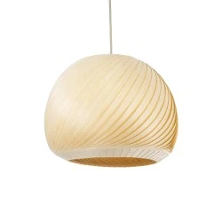 Boho Κρεμαστό Φωτιστικό KAILANI Μονόφωτο 1 x E27 AC220-240V IP20 - Φ40 x Υ30cm - Μπεζ Λεπτό Φύλλο Ξύλου Καμπάνα
