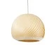 GloboStar® KAILANI 02242 Boho Κρεμαστό Φωτιστικό Οροφής Μονόφωτο 1 x E27 AC220-240V IP20 - Φ40 x Υ30cm - Μπεζ Λεπτό Φύλλο Ξύλου Καμπάνα