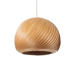 Boho Κρεμαστό Φωτιστικό KAILANI Μονόφωτο 1 x E27 AC220-240V IP20 - Φ40 x Υ30cm - Καφέ Λεπτό Φύλλο Ξύλου Καμπάνα