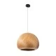 GloboStar® KAILANI 02243 Boho Κρεμαστό Φωτιστικό Καμπάνα Μονόφωτο 1 x E27 IP20 Καφέ Ξύλο - Μ40 x Π40 x Υ30cm