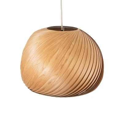GloboStar® KAILANI 02243 Boho Κρεμαστό Φωτιστικό Καμπάνα Μονόφωτο 1 x E27 IP20 Καφέ Ξύλο - Μ40 x Π40 x Υ30cm