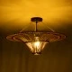 GloboStar® PALERMO 02308 Boho Φωτιστικό Οροφής Πλέγμα Μονόφωτο 1 x E27 IP20 Καφέ Ξύλο - Μ60 x Π60 x Υ36cm