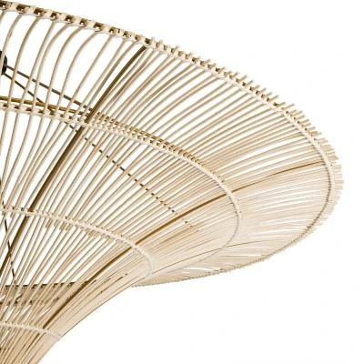 GloboStar® PALERMO 02309 Boho Φωτιστικό Οροφής Πλέγμα Μονόφωτο 1 x E27 IP20 Μπεζ Ξύλο - Μ150 x Π150 x Υ78cm