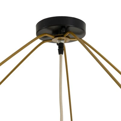 GloboStar® PALERMO 02309 Boho Φωτιστικό Οροφής Πλέγμα Μονόφωτο 1 x E27 IP20 Μπεζ Ξύλο - Μ150 x Π150 x Υ78cm
