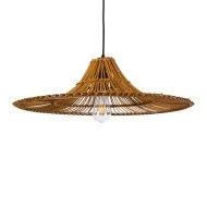 Boho Κρεμαστό Φωτιστικό PALERMO Μονόφωτο 1 x E27 AC220-240V IP20 - Φ60 x Υ18cm - Μπεζ Καφέ Ξύλινο Μπαμπού Πλέγμα