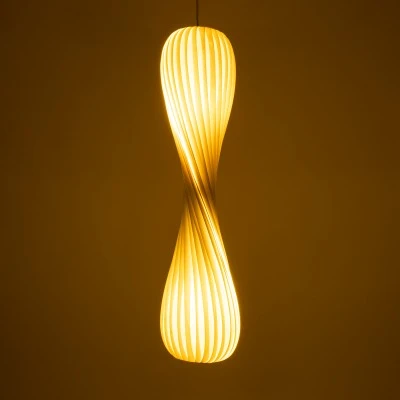 GloboStar® PRAIA 02316 Μοντέρνο Κρεμαστό Φωτιστικό Πλέγμα Δίφωτο 2 x E27 IP20 Μπεζ & Λευκό Ξύλο - Μ25 x Π25 x Υ112cm