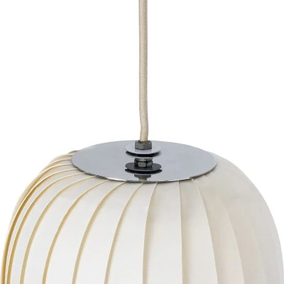 GloboStar® PRAIA 02317 Μοντέρνο Κρεμαστό Φωτιστικό Πλέγμα Δίφωτο 2 x E27 IP20 Μπεζ & Λευκό Ξύλο - Μ25 x Π25 x Υ145cm