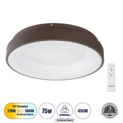 Πλαφονιέρα Οροφής Δαχτυλίδι-Κύκλος LED SALEM CCT 75W 8625lm 120° AC 220-240V - Εναλλαγή Φωτισμού μέσω Τηλεχειριστηρίου All In One - Καφέ Χάλκινο 