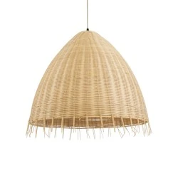 Κρεμαστό Φωτιστικό AQUATIC Boho καμπάνα μονόφωτο 1 x E27 AC 220-240V Μπεζ Ξύλο - Μ60 x Π60 x Υ60cm
