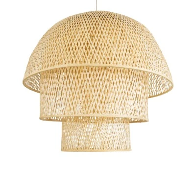 Boho Κρεμαστό Φωτιστικό HIROKA Μονόφωτο 1 x E27 AC220-240V IP20 - Φ100 x Υ110cm - Μπεζ Ξύλινο Μπαμπού Πλέγμα Καμπάνα GloboStar® HIROKA 02046 Boho Κρεμαστό Φωτιστικό Οροφής Μονόφωτο 1 x E27 AC220-240V IP20 - Φ100 x Υ110cm - Μπεζ Ξύλινο Μπαμπού Πλέγμα Καμπάνα - 5 Χρόνια Εγγύηση