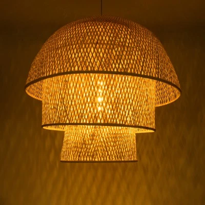 Boho Κρεμαστό Φωτιστικό HIROKA Μονόφωτο 1 x E27 AC220-240V IP20 - Φ100 x Υ110cm - Μπεζ Ξύλινο Μπαμπού Πλέγμα Καμπάνα GloboStar® HIROKA 02046 Boho Κρεμαστό Φωτιστικό Οροφής Μονόφωτο 1 x E27 AC220-240V IP20 - Φ100 x Υ110cm - Μπεζ Ξύλινο Μπαμπού Πλέγμα Καμπάνα - 5 Χρόνια Εγγύηση