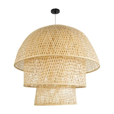 Boho Κρεμαστό Φωτιστικό HIROKA Μονόφωτο 1 x E27 AC220-240V IP20 - Φ100 x Υ110cm - Μπεζ Ξύλινο Μπαμπού Πλέγμα Καμπάνα GloboStar® HIROKA 02046 Boho Κρεμαστό Φωτιστικό Οροφής Μονόφωτο 1 x E27 AC220-240V IP20 - Φ100 x Υ110cm - Μπεζ Ξύλινο Μπαμπού Πλέγμα Καμπάνα - 5 Χρόνια Εγγύηση